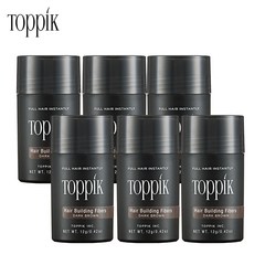 토픽 TOPPIK 12g x 6개 (6개월분) 천연 양모 케라틴 흑채 증모제 펌프별매, 어두운갈색