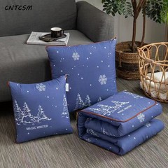 CNTCSM 이불 겸용 귀여운 홈 소파 베개 침대 머리 허리 쿠션 아이디어 선물, 노르웨이의 숲, 45*45 전개 120*160cm