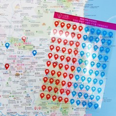핀 스티커 - 지도 다이어리 꾸미기 반투명 물방울 스티커