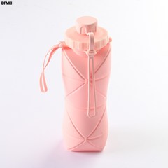 DFMEI 접이식 물컵 대용량 야외 여행 스포츠 휴대용 실리콘 물컵 내열 신축 접이식 컵, 핑크색, 600마라