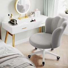 BOSUN 예쁜 북유럽 화장대 책상 회전 등받이 바퀴 인테리어 의자, 밝은 회색, 1개