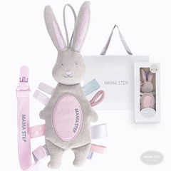 마마스텝 휴대용 미니 토끼 촉각인형 애착인형 (출산선물), 핑크+그레이