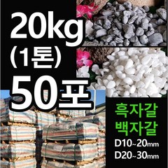 해미석 백자갈 흑자갈 1톤(20kg x 50포) - 그레이자갈 디딤석 디딤돌 사이 정원석 정원 마당 자갈 콩자갈 멀칭재 전원주택꾸미기 정원돌 정원 조경 화단 꾸미기, 흑자갈(10~20mm), 1개, 20000g