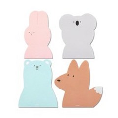 아이코닉 애니멀 메모지 4종 세트, KOALA, FOX, BEAR, PINK RABBIT, 1세트