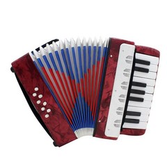 18 베이스 피아노 아코디언 스트랩 포함 교육용 악기, 03 Red
