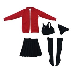 QDY 12인치 군인 피규어용 패션 1/6 스케일 여성 인형 옷, 빨간색, 기타, 옷감