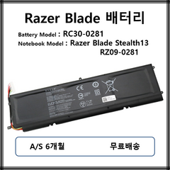 RC30-0281 레이저블레이드 배터리 Blade Stealth13 RZ09-0281
