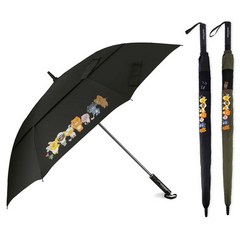 카카오프렌즈 골프우산 자동우산 암막우산 양산 라이언 어피치 대형우산 75 퍼팅 우산, 블랙