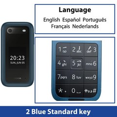 노키아 Nokia 2G 3G 자급제 공기계 휴대폰 해외Nokia 노키아 2660 4G 플립 2.8 인치 디스플레이 블루투스 F, 02 Add 3.5mm Earphone, 06 2 Blue Standard Key