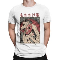 프린세스 모노노케 히메 남성용 애니메이션 스튜디오 지브리 의류 캐주얼 반팔 크루넥 티셔츠