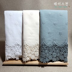 레이스천 패치 면레이스 광폭 385mm 자수 케미칼 레이스천 원단, 네츄럴광목