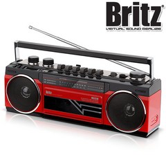 브리츠 카세트플레이어 블루투스 스피커 라디오 MP3, BA-TAP1, 레드