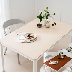 (14colors 11size) 롤로아 100% 방수 가죽 식탁보 테이블보, 210x100cm, 양면-10 (Ivory+Choco)