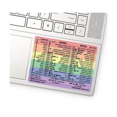 SYNERLOGIC 마이크로소프트 워드/엑셀(윈도우용) 참조 가이드 키보드 단축키 스티커 라미네이트 잔여물 없는 비닐 (블랙/라지), 5, Rainbow