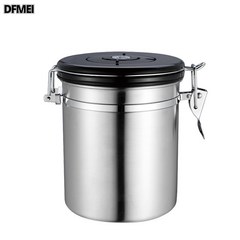 DFMEI 304 스테인리스 스틸 커피콩 저장탱크 밀폐탱크 티캔 분유저장탱크 커피콩통, 1.8L (커피빈 약 750g), 스테인리스 스틸 본색, 1개