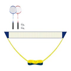 성인 테니스 네트를위한 스토리지베이스 Pickleball 네트 배구 네트가있는 휴대용 배드민턴 네트 설정하기, PP, 라켓과 공