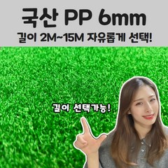 매트하우스 국산 인조잔디 PP 6mm 가로 2m x 길이 2m부터 15m까지 선택가능!!, 폭2M x 길이2M, 1개