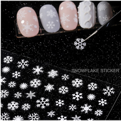 [눈꽃네일] snow flake stickers 손톱 젤네일스티커 화이트눈꽃, 빛나는 트리, 1개