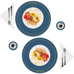 지칸디 식탁 가죽 테이블매트 방수 식탁매트2p, 직경 38cm x 두께 1.8mm, 블루