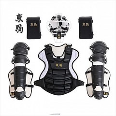 도쿠마 포수장비 풀셋트 화이트블랙 헬멧 니쿠션 가방 포함, XL(60~61)