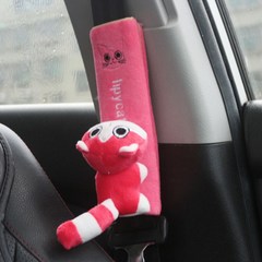 테이키 차량용 안전벨트 커버 가드 클립 벨트 쿠션 인형, 1개, 고양이 핑크