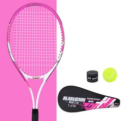 DsdMat 경량 테니스라켓 테니스채 입문용 초보자용 테니스연습 트레이닝 가방포함 테니스 세트, 핑크