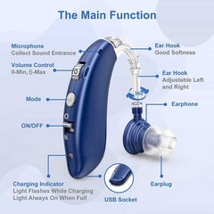목걸이 블루투스 이어폰 가성비 넥밴드 보청기 새로운 저렴한 충전식 미니 장치 귀 증폭기 디지털 노인 케어 청력, blue with Bluetooth