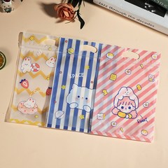 디자인 캐릭터 지퍼백 손잡이 선물 포장 답례품 봉투 48p, D.줄무늬 토끼소녀