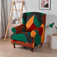 윙체어 다이닝 Geometry Printed Wing Back Armchair Cover Non-slip Elastic Slipcover Nordic Arm Sofa C, 05 A5 Wing Chair Cover