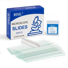 HSL 현미경 유리 슬라이드 50 Pcs 사전 청소된 빈 100 2424mm 정사각형 커버 접지 가장자리 투명, White
