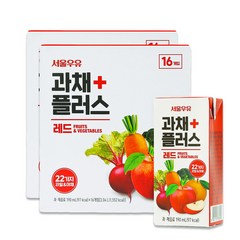 서울우유 과채플러스 레드 과채주스/과채음료/야채주스/과일주스, 190ml, 32개