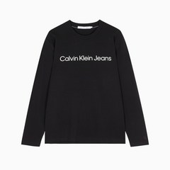 [캘빈클라인 진] [CK] 남 블랙 레귤러핏 인스티튜셔널 긴팔 티셔츠 J324901 BEH
