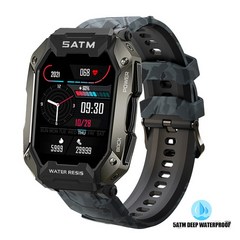 2022 새로운 수영 스포츠 스마트 시계 남자 smartwatch 50m 깊이 IP68 방수 피트니스 시계 블루투스 안드로이드 ios 수영 다이빙, 카모 블랙