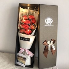 인싸모여 11송이 카네이션 장미 비누꽃 플라워 박스, 장미-핑크