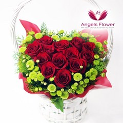 [엔젤스플라워] 마음을 전하는 전국 꽃배달서비스 생화 꽃바구니 꽃다발, F13_클래식레드하트 일반형, 1개