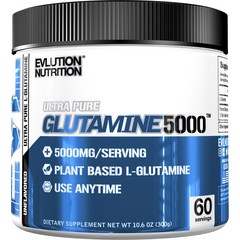 EVLUTIONNUTRITION 울트라 퓨어 글루타민 5000mg 언플레이버드, 1개, 300g