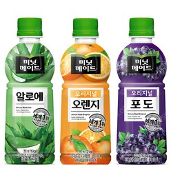 미닛메이드 350ml 3종 (오렌지8개+포도8개+알로에8개), 1세트