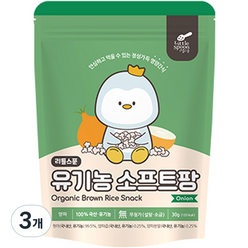 리틀스푼 쌀과자 유기농떡뻥 스틱 현미 소프트팡, 양파, 30g, 3개