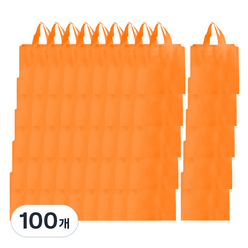 마켓감성 테이크아웃 컬러 포장 가방, 오렌지, 100개