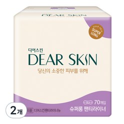 깨끗한나라 디어스킨 슈퍼 롱 팬티라이너, 슈퍼롱, 70개입, 2개