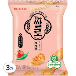 롯데웰푸드 더쌀로 바삭한 핫칠리맛 라이스 스낵, 60g, 3개