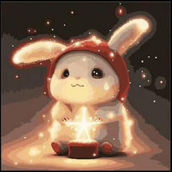 더웨일 DIY 유화 명화그리기 토끼 30 x 30 cm, 별빛 토끼