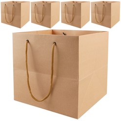 코멧 선물용 내추럴 크라프트 직사각 종이 쇼핑백, 갈색, 5개