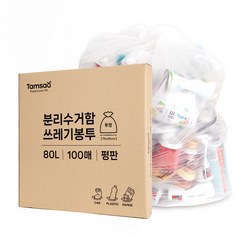 탐사 분리수거 쓰레기용 비닐봉투(투명), 80L, 100개