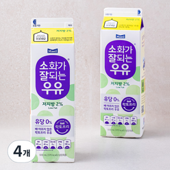 소화가잘되는우유 저지방 락토프리 우유, 930ml, 4개