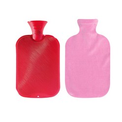 파쉬 양면빗살 핫팩 물주머니 2L 랜덤 발송 + 면스판커버 핑크, 1세트