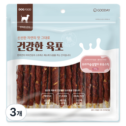 굿데이 강아지 건강한 육포 우유스틱 껌 300g, 오리가슴살 + 우유 혼합맛, 3개