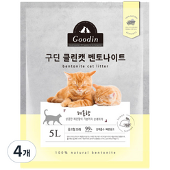 구딘 클린캣 고양이모래 레몬향 5L, 4개