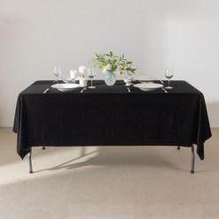 대성섬유 벨벳 루핑 테이블보, 블랙, 소(180 x 150 cm)
