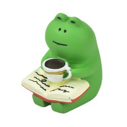 커피 마시는 개구리 피규어
